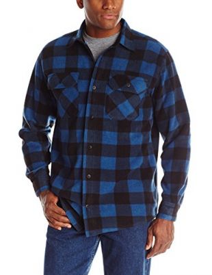 Long Sleeve Plaid Fleece Shirt, Blue Buffalo, X-Large
