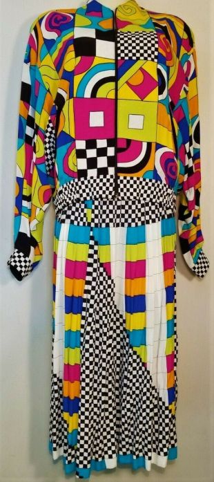Platinum Dorothy Schoelen Colorful Bomber JACKET, Costume jupe, Tenue Whimsical,Artsy, Résumé, Art Déco,Psychedelic, Boho GRATUIT SHIPPING