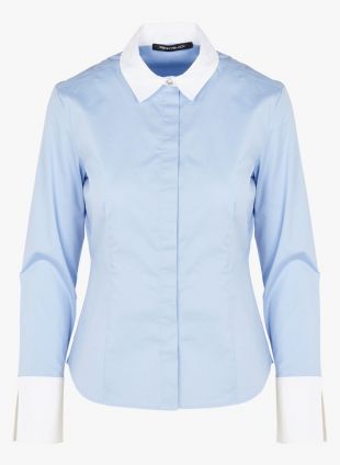 Soldes CHEMISE COL CLASSIQUE EN COTON MÉLANGÉ LIGHT BLUE