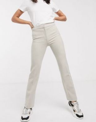 Weekday - Chana - Pantalon ajusté à taille haute - Beige chiné | ASOS