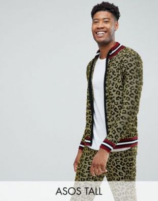 Knitted Co-ord Jacket In Metallic Yarn Leopard Design