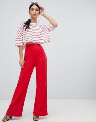 Missguided - Wide Leg Pants in red