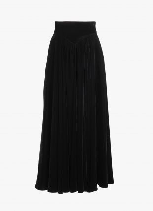 Women's Black Long Velvet Skirt