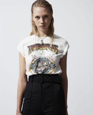 T-SHIRT LARGE BLANC COTON SÉRIGRAPHIÉ