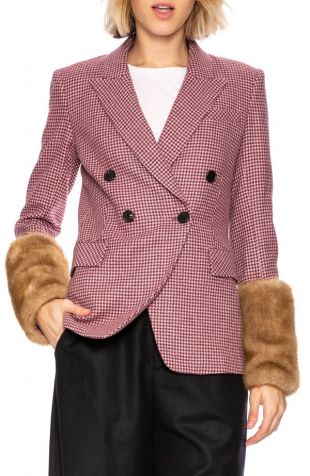 Fahey Houndstooth Jacket - Pink/Burgundy