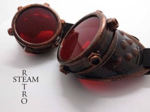 Lunettes rouges steampunk - homme brûlant - max fou - Lunettes dieselpunk - Lunettes de protection avec lentilles  - Lunettes  Steampunk