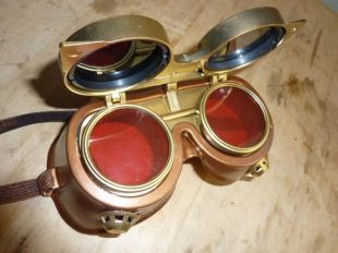 STEAMPUNK lunettes rouge lentilles flip up lentilles que ventilé doux visage s’adapte sur les verres