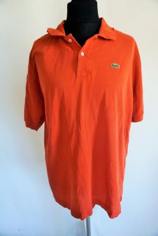 polo VINTAGE LACOSTE / T-shirt / orange / rayures / Sportswear / Large / L / XL / 7 / Activewear / Golf / Tennis / Sports / Casual