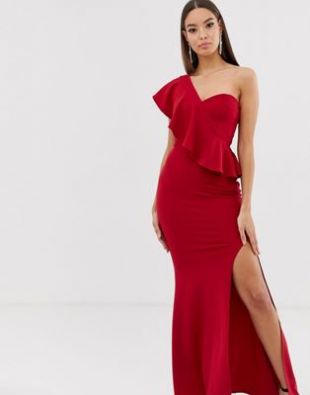 Club L London one shoulder ruffle maxi dress | ASOS