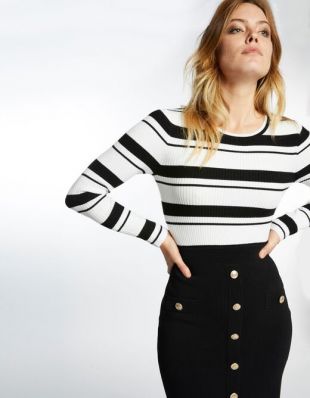 Robe pull ajustée détail boutons ecru