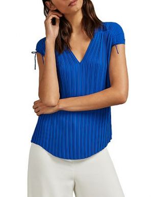 Blue Pleated Top