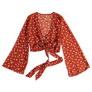 red polka dot wrap top