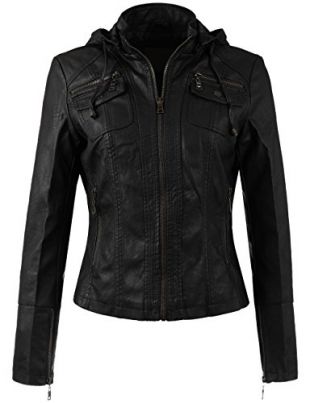 Leather Hooded Moto Jacket