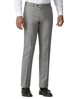 Men's Grey Checked Suit Trousers