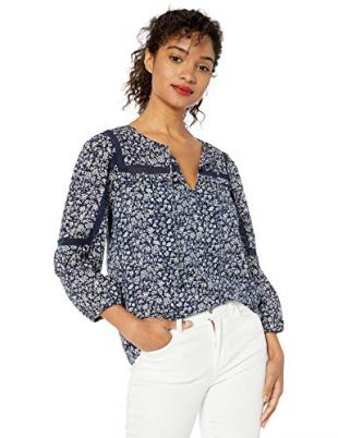 Lucky Brand - Women's Sleeve Floral Printed Peasant Top