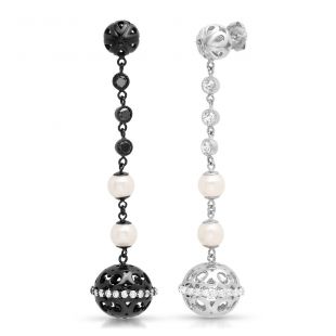 White and Black Gold Earrings
