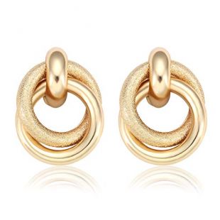 HEIDKRUEGER Twisted Earrings Round Double Circle Stud Earrings Statement Chunky Polished Drop Hoop Earrings for Women Girls