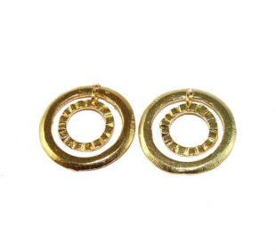 DIY 1 Paire 23mm 22kt Gold Plated Brass Double Circle Charm Pendant / Jewelry Making / Jewelry Supply / Earring Findings / Components / EM46