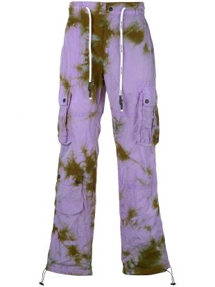 Tie-dye drawstring cargo trousers