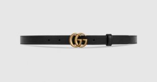 Leather belt with Double G buckle