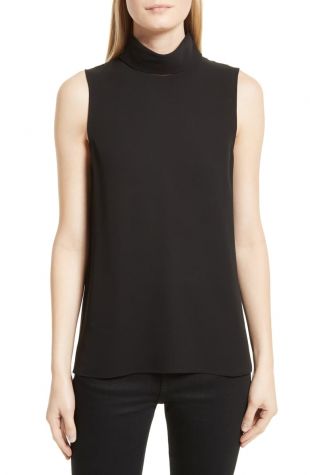 Theory - Classic Slit Collar Silk Top