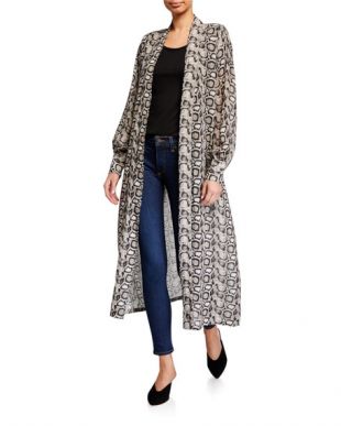 Python-Print Sheer Chiffon Kimono Jacket