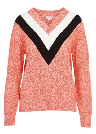 PULL COL V GRAPHIQUE EN LAINE CHINÉE MULTICO