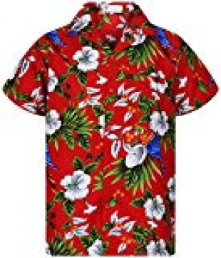 V.H.O. Funky Chemise Hawaienne, Cherry Parrot, Red, 3XL