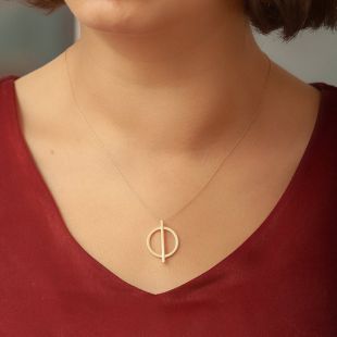 14K 18K Solid Gold Engraved Name Circle 3d Bar Necklace.  Elegant Personalized Circle Bar Necklace is a Great Gift For Her.