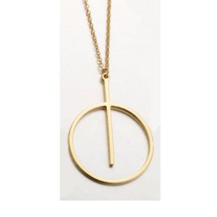 Open Circle bar pendentif Collier or vermeil plaqué à la main minimaliste
