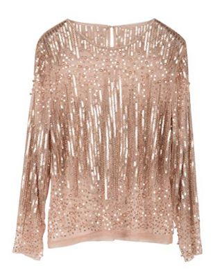 prettyguide - Women's Sequin Blouse See Through Party Tops Beaded ...