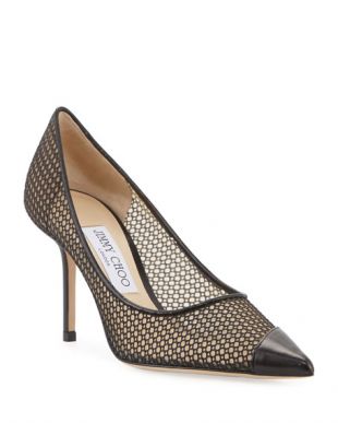 Love Mesh And Leather Pumps