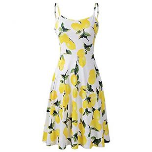 beihxwe - Summer Lemon Fruit Print Mini Short Dress