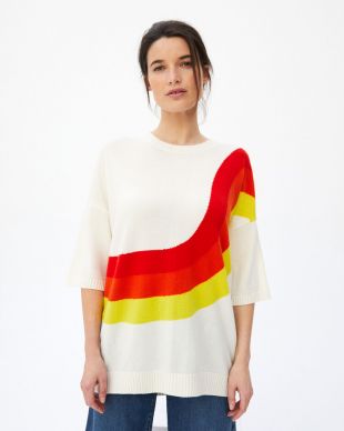 Ras de cou intarsia vagues arc-en-ciel