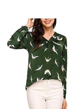 Women's Tops Women's Shirts Bird Print Long Sleeve Shirt