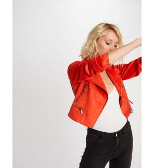 Blouson droit court col cranté - Morgan - Galeries Lafayette