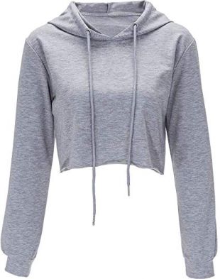 Women's Long Sleeve Crop Top Hoodie Workout Cropped Hoodie Pullover Sweatshirt