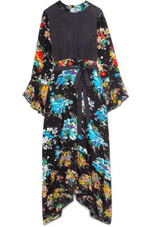 Floral Printed Silk Midi Dress