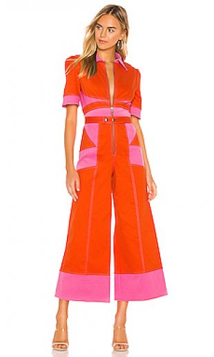 pink and orange jumpsuit