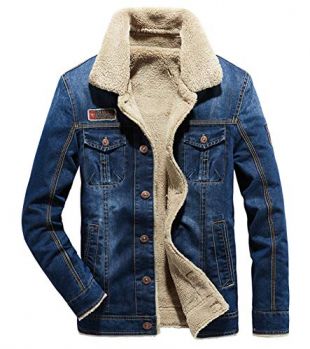 fuwenni - Men's Sherpa Fleece Lined Denim Trucker Jacket Winter Jean ...