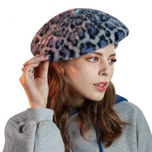 Winter Beret for Young Womens Bold Leopard French Style Beanie