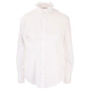 Frilled Classic-collar Cotton Poplin Shirt