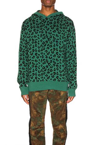Green leopard print hoodie Clearance