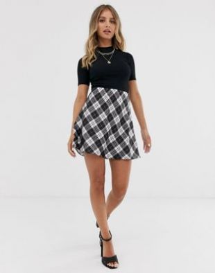 Miss Selfridge - A-line mini skirt in check