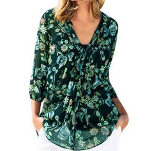 V Neck Chiffon Blouse Tops
