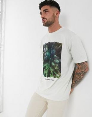 Plastic free tree print t-shirt in white