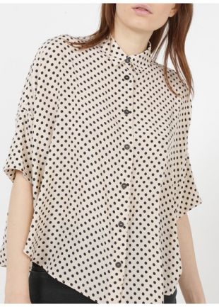 CHEMISE COL CLASSIQUE FLUIDE CHAUVE-SOURIS IMPRIMÉ À POIS NATUREL