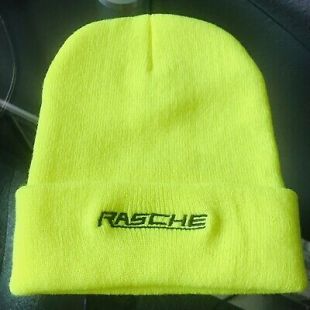 âTrÃ¨s RaschÃ©â Neon Yellow Green Beanie Billie Eilish Black Embroidered Logo  | eBay