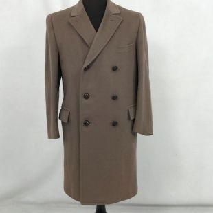 Mens Wool Overcoat Brown Double Breasted Beaver Finish Sz 38