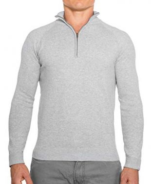 CC Perfect Slim Fit 1/4 Quarter Zip Pullover Men | Durable Mens Sweater with Wash Friendly Fabric | Soft Fitted Sweaters for Men, Large, Medium Grey